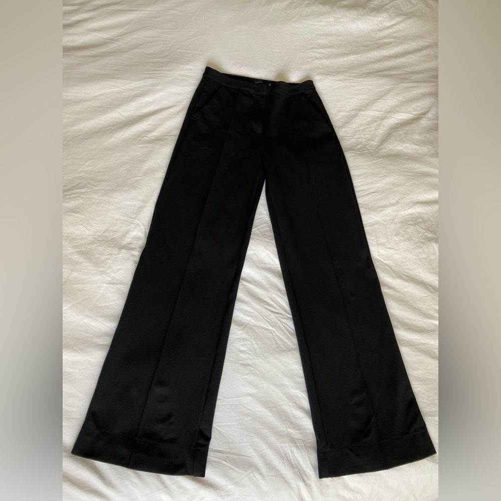 Talula Black Wide-Leg Pants with Front Crease